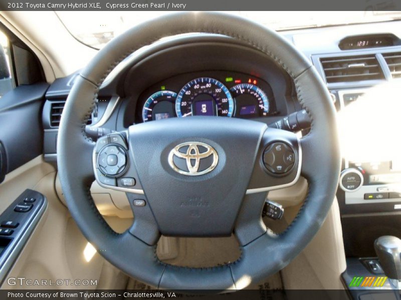 Cypress Green Pearl / Ivory 2012 Toyota Camry Hybrid XLE
