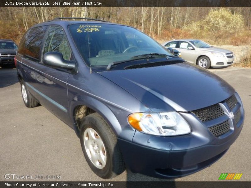 Steel Blue Pearl / Mist Gray 2002 Dodge Caravan SE