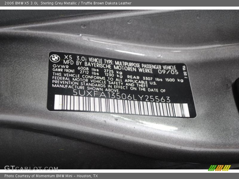 Sterling Grey Metallic / Truffle Brown Dakota Leather 2006 BMW X5 3.0i