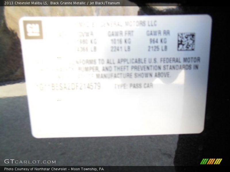 Black Granite Metallic / Jet Black/Titanium 2013 Chevrolet Malibu LS
