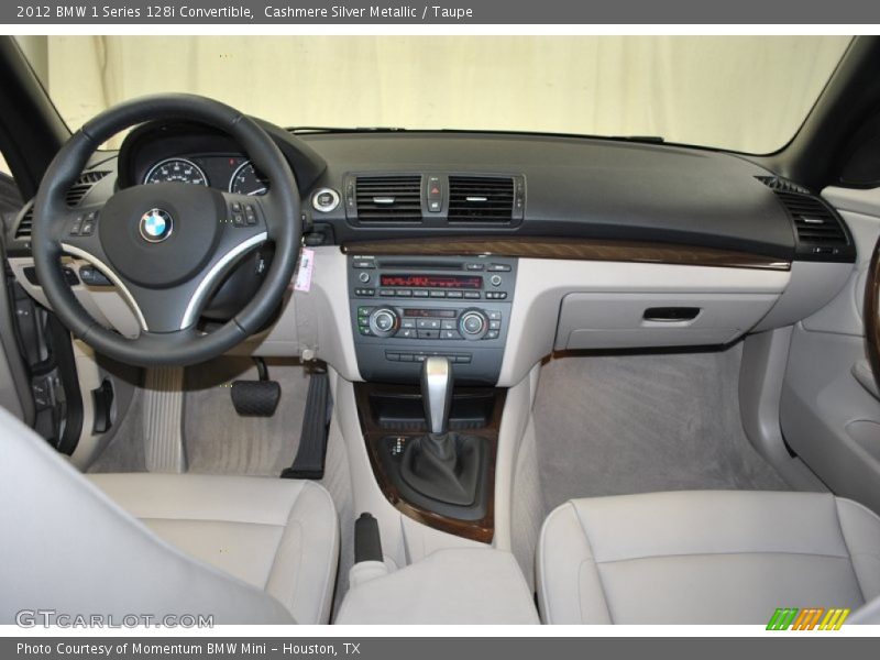 Cashmere Silver Metallic / Taupe 2012 BMW 1 Series 128i Convertible