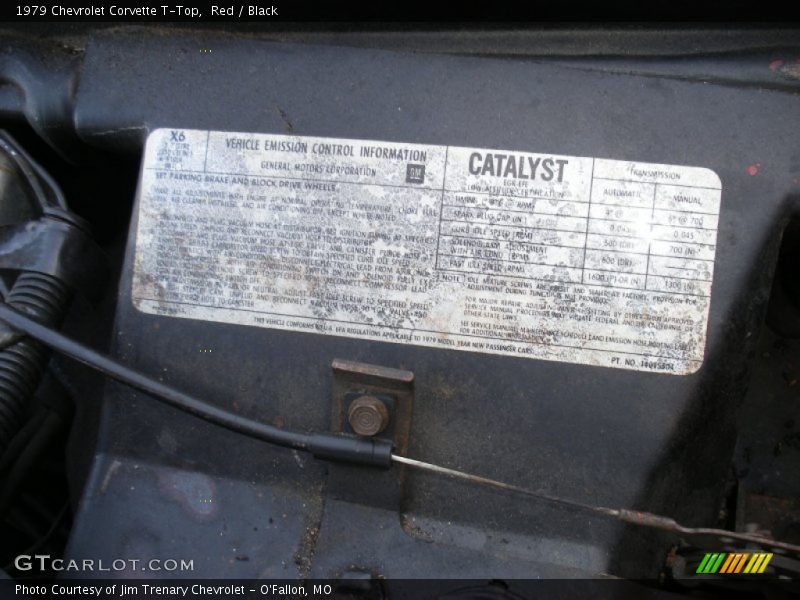 Info Tag of 1979 Corvette T-Top