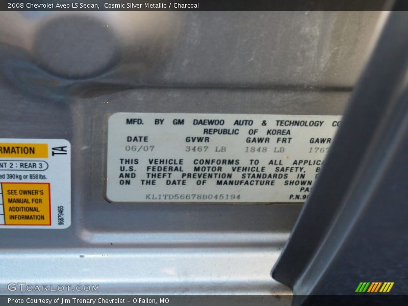 Cosmic Silver Metallic / Charcoal 2008 Chevrolet Aveo LS Sedan