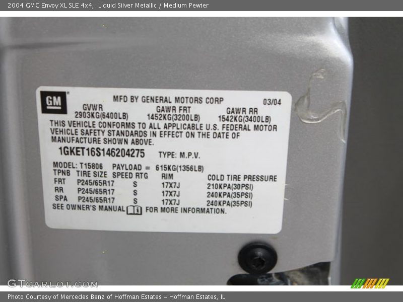 Liquid Silver Metallic / Medium Pewter 2004 GMC Envoy XL SLE 4x4