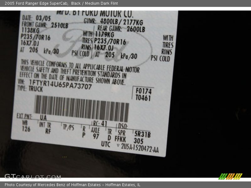 Black / Medium Dark Flint 2005 Ford Ranger Edge SuperCab
