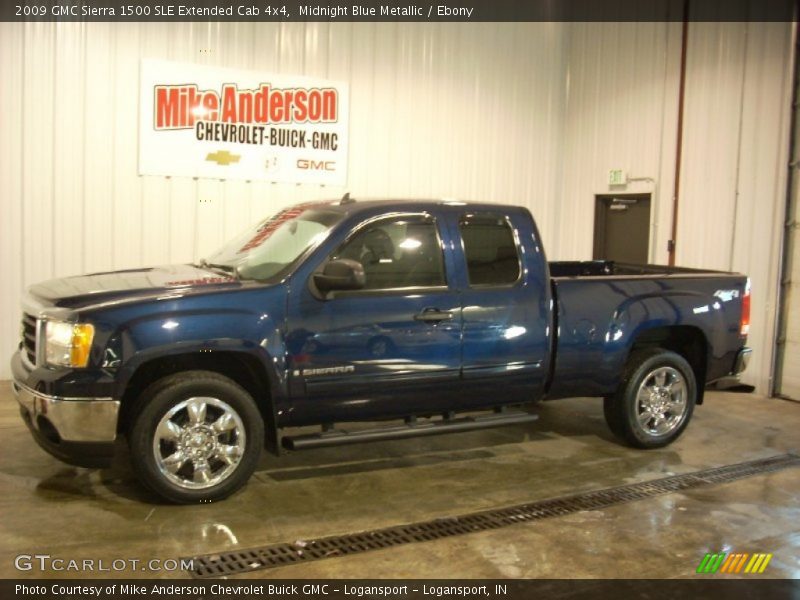 Midnight Blue Metallic / Ebony 2009 GMC Sierra 1500 SLE Extended Cab 4x4