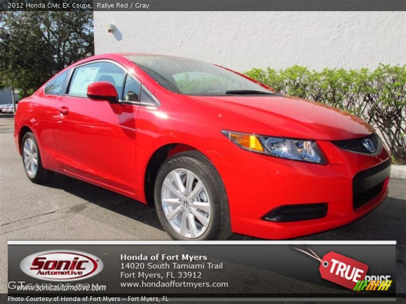 Rallye Red / Gray 2012 Honda Civic EX Coupe