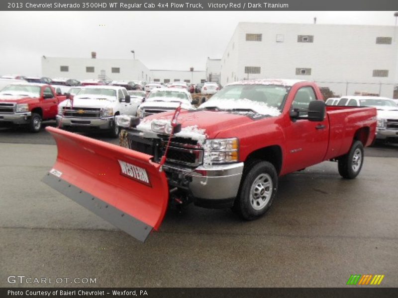 Front 3/4 View of 2013 Silverado 3500HD WT Regular Cab 4x4 Plow Truck