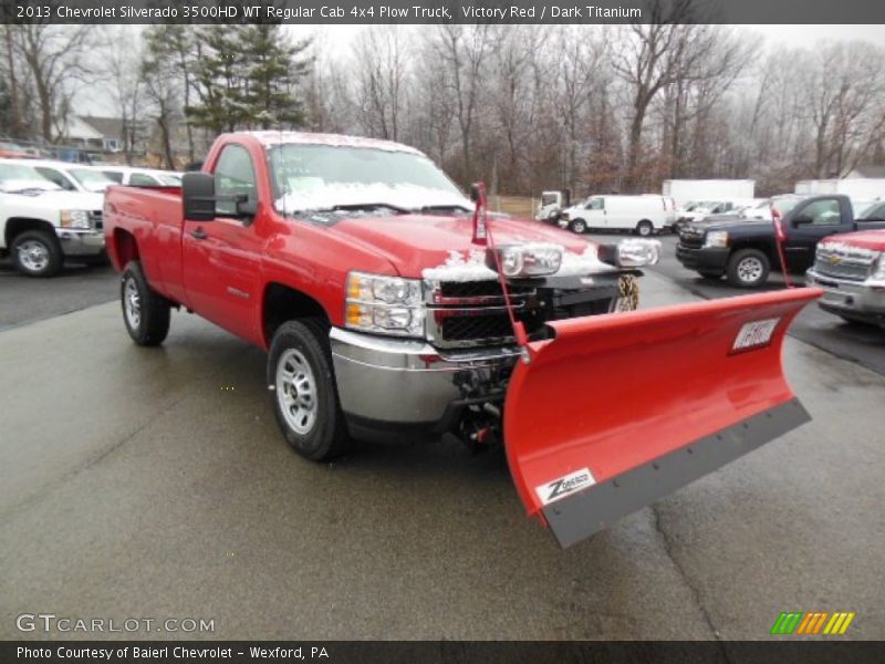 Front 3/4 View of 2013 Silverado 3500HD WT Regular Cab 4x4 Plow Truck