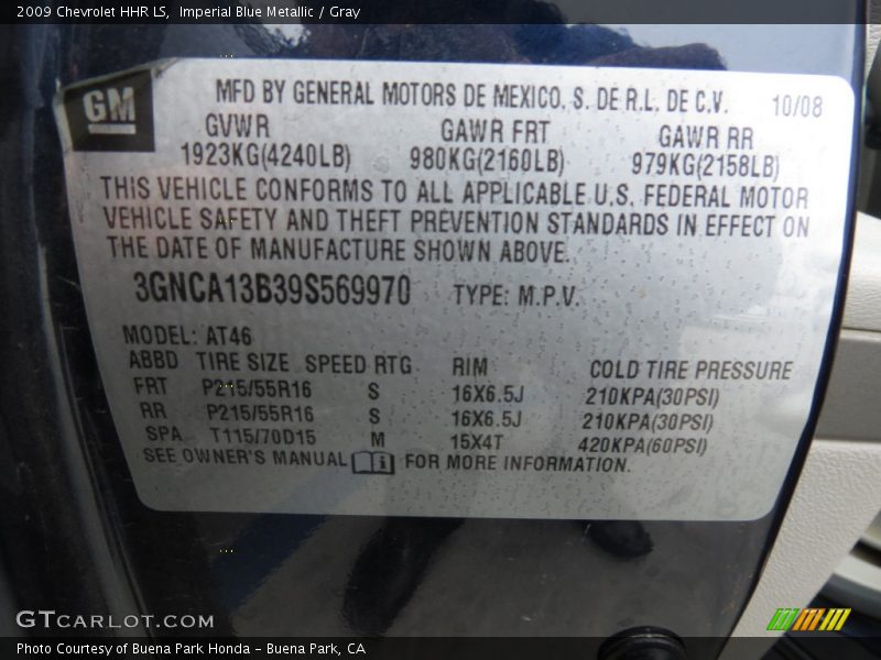 Imperial Blue Metallic / Gray 2009 Chevrolet HHR LS