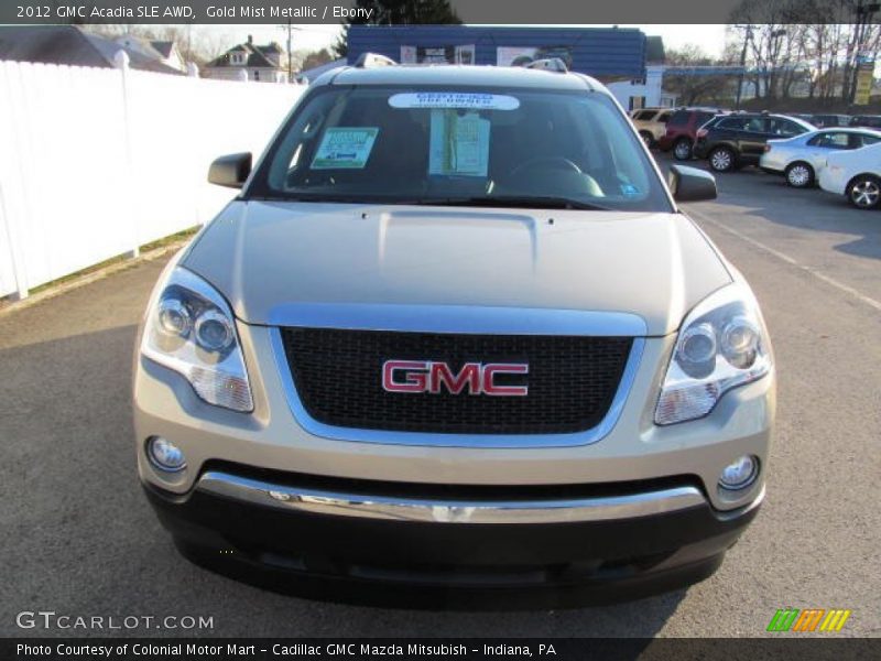 Gold Mist Metallic / Ebony 2012 GMC Acadia SLE AWD