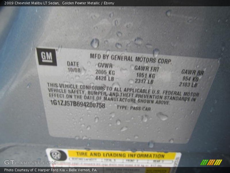 Golden Pewter Metallic / Ebony 2009 Chevrolet Malibu LT Sedan