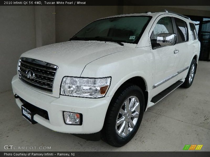 Tuscan White Pearl / Wheat 2010 Infiniti QX 56 4WD