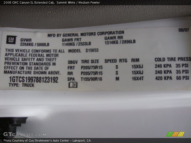 Summit White / Medium Pewter 2008 GMC Canyon SL Extended Cab