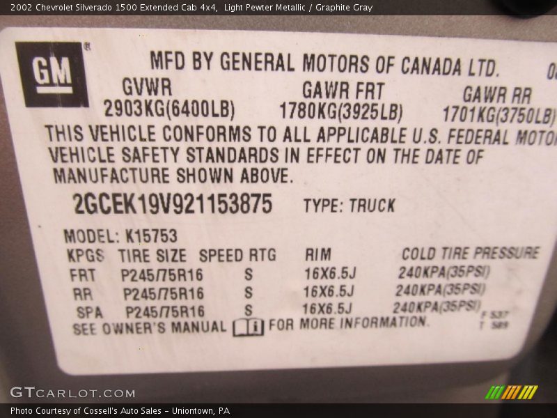 Light Pewter Metallic / Graphite Gray 2002 Chevrolet Silverado 1500 Extended Cab 4x4