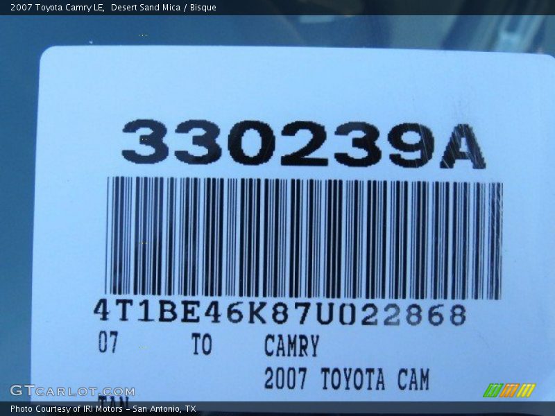 Desert Sand Mica / Bisque 2007 Toyota Camry LE