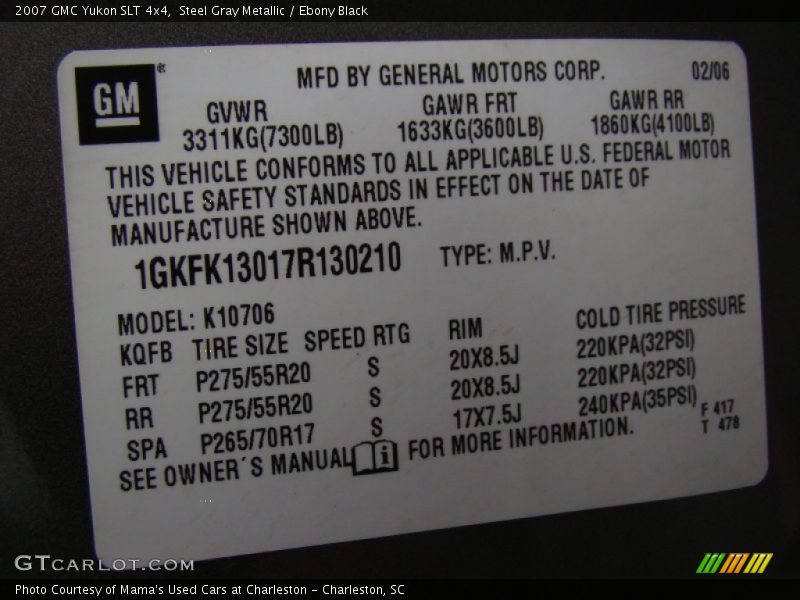 Steel Gray Metallic / Ebony Black 2007 GMC Yukon SLT 4x4