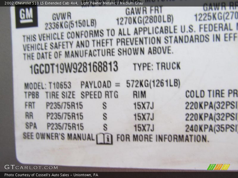 Light Pewter Metallic / Medium Gray 2002 Chevrolet S10 LS Extended Cab 4x4