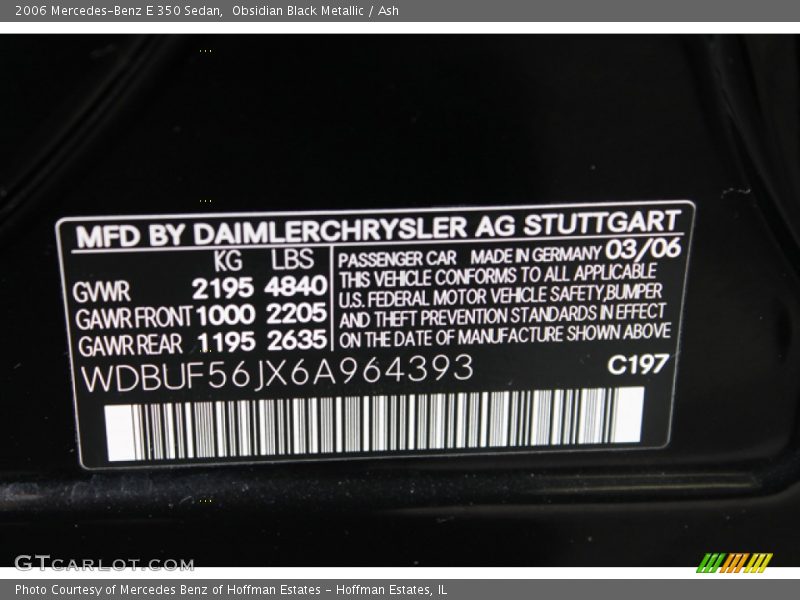 197 - 2006 Mercedes-Benz E 350 Sedan