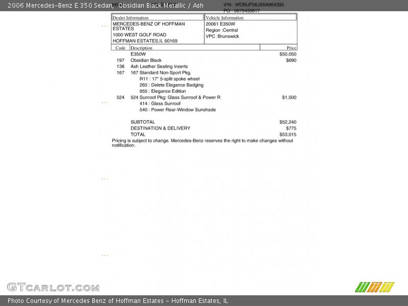 Obsidian Black Metallic / Ash 2006 Mercedes-Benz E 350 Sedan