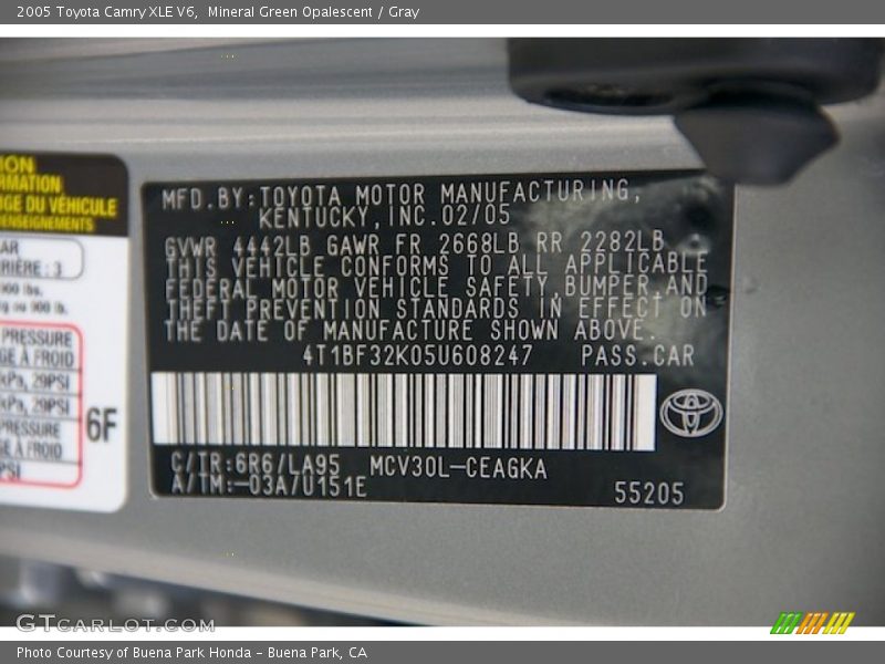 Mineral Green Opalescent / Gray 2005 Toyota Camry XLE V6