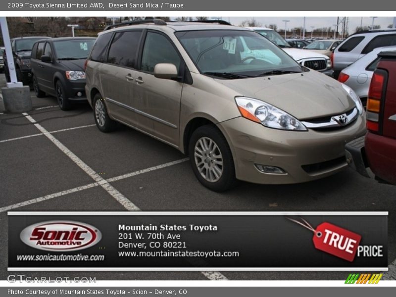 Desert Sand Mica / Taupe 2009 Toyota Sienna Limited AWD
