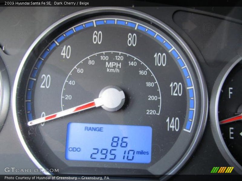 Dark Cherry / Beige 2009 Hyundai Santa Fe SE