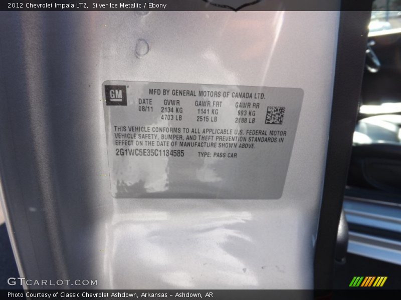 Silver Ice Metallic / Ebony 2012 Chevrolet Impala LTZ