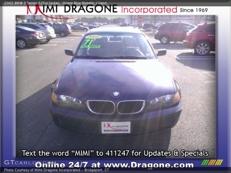 Orient Blue Metallic / Sand 2002 BMW 3 Series 325xi Sedan