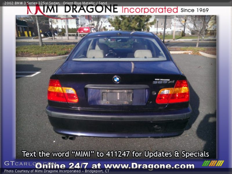 Orient Blue Metallic / Sand 2002 BMW 3 Series 325xi Sedan