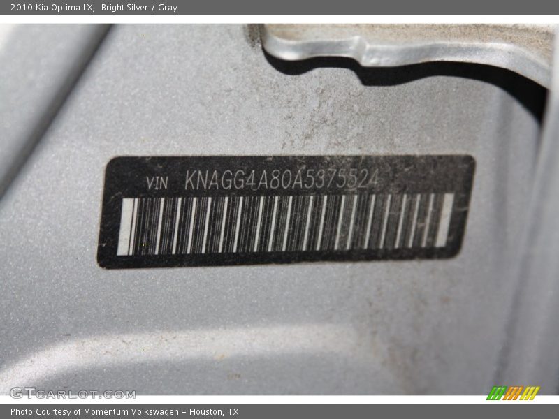 Bright Silver / Gray 2010 Kia Optima LX