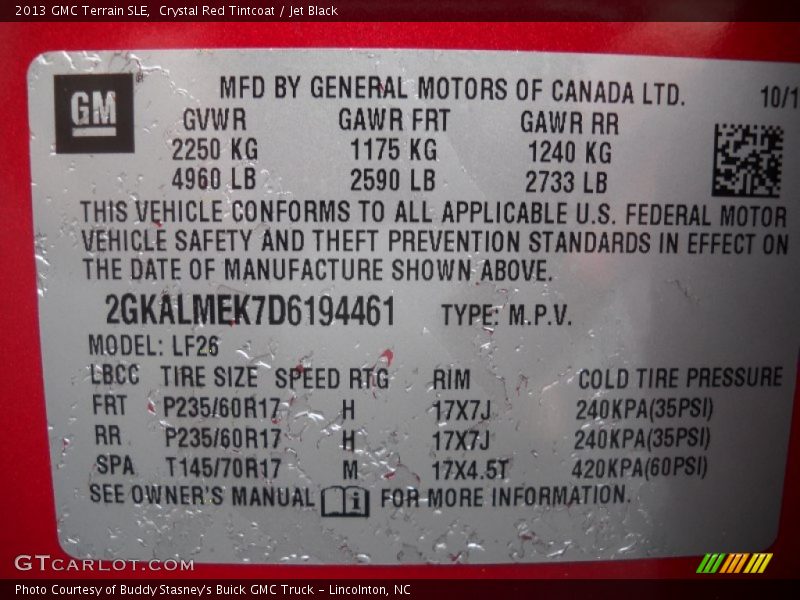 Crystal Red Tintcoat / Jet Black 2013 GMC Terrain SLE