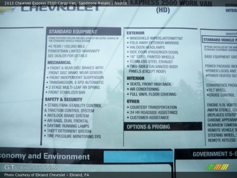 Sandstone Metallic / Neutral 2013 Chevrolet Express 2500 Cargo Van