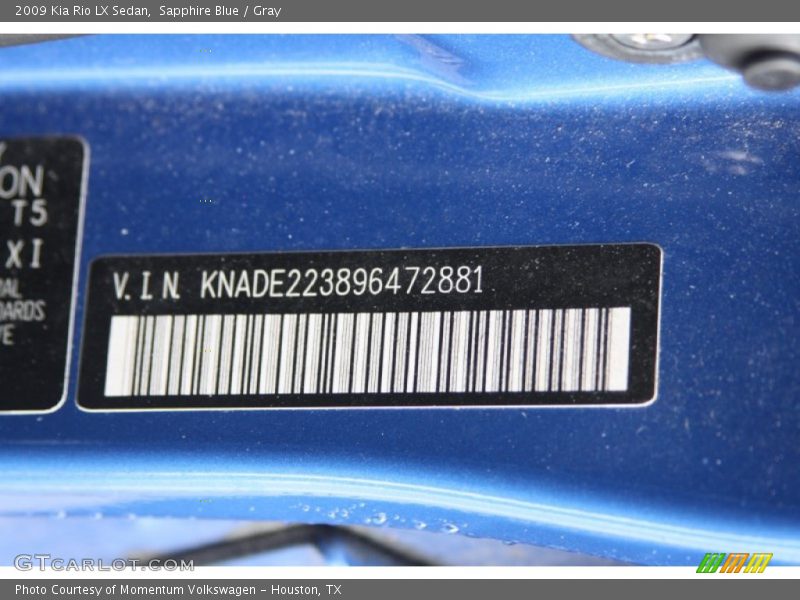 Sapphire Blue / Gray 2009 Kia Rio LX Sedan