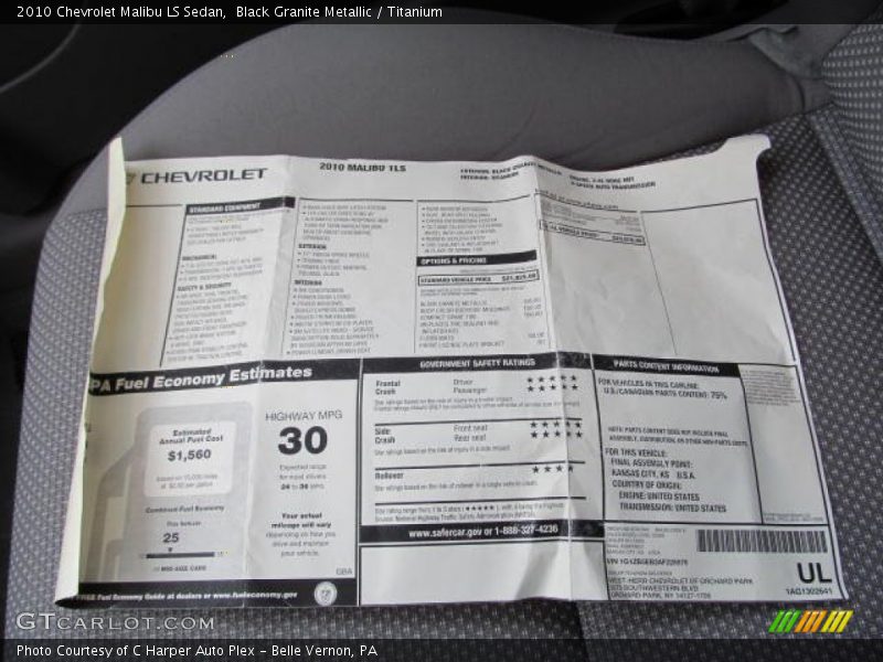 Black Granite Metallic / Titanium 2010 Chevrolet Malibu LS Sedan