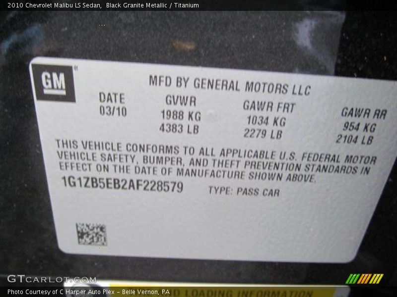Black Granite Metallic / Titanium 2010 Chevrolet Malibu LS Sedan