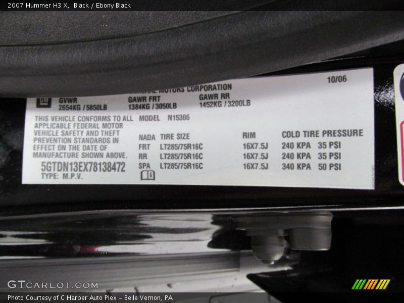 Black / Ebony Black 2007 Hummer H3 X