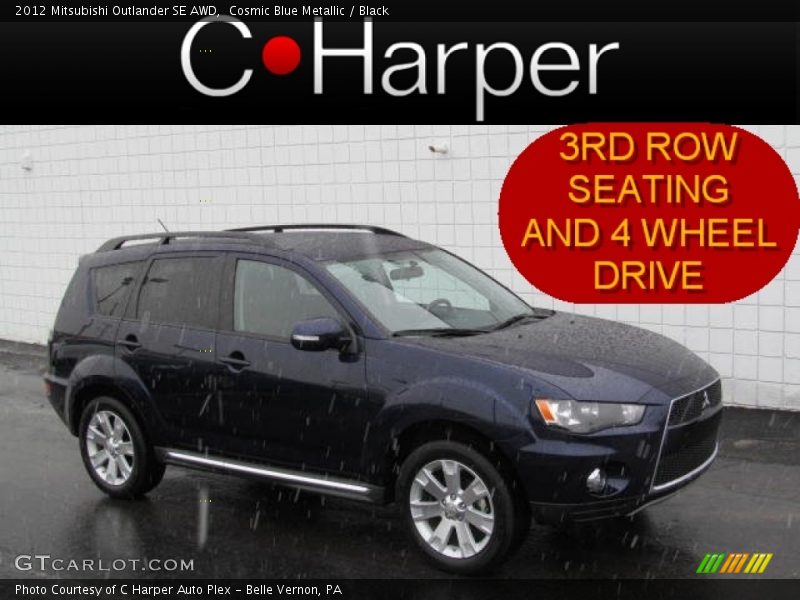 Cosmic Blue Metallic / Black 2012 Mitsubishi Outlander SE AWD