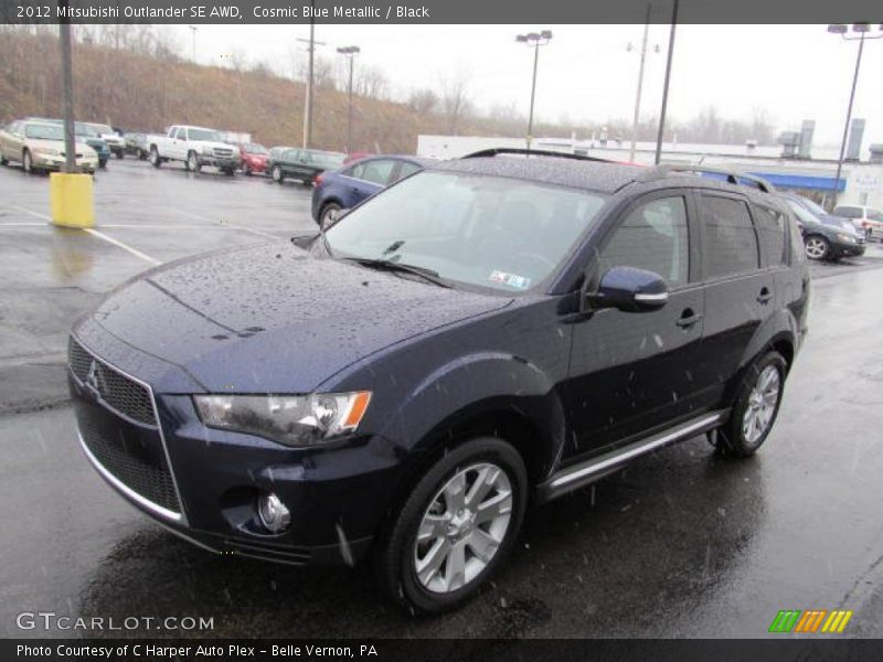 Cosmic Blue Metallic / Black 2012 Mitsubishi Outlander SE AWD