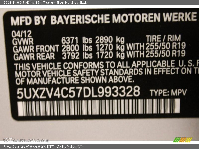 Titanium Silver Metallic / Black 2013 BMW X5 xDrive 35i