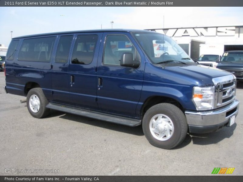 Dark Blue Pearl Metallic / Medium Flint 2011 Ford E Series Van E350 XLT Extended Passenger