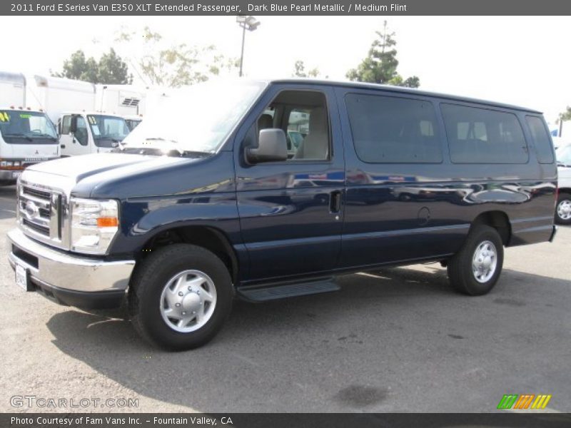 Dark Blue Pearl Metallic / Medium Flint 2011 Ford E Series Van E350 XLT Extended Passenger