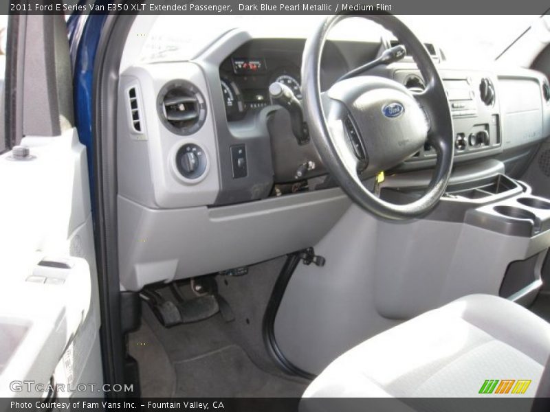 Dark Blue Pearl Metallic / Medium Flint 2011 Ford E Series Van E350 XLT Extended Passenger