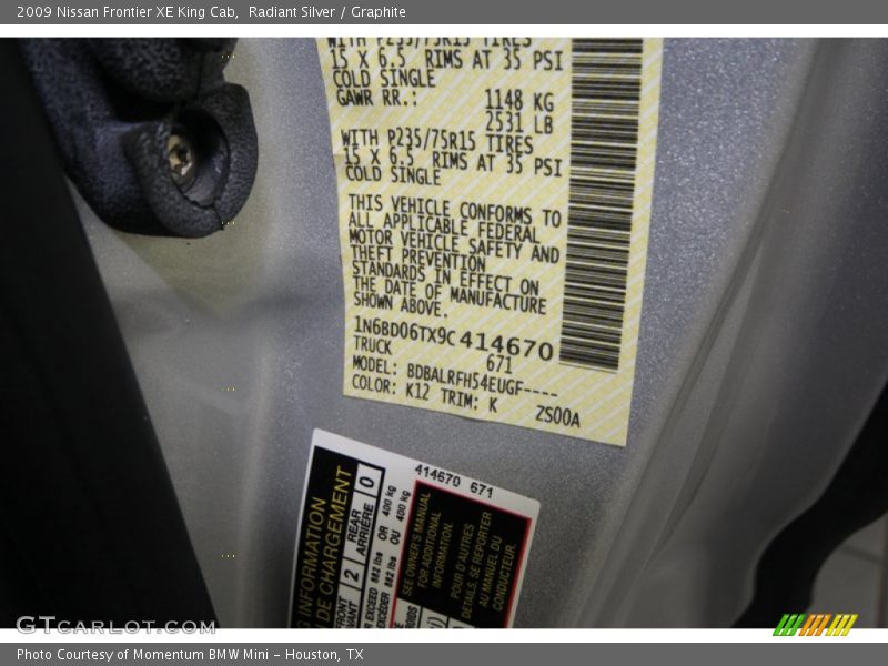 Radiant Silver / Graphite 2009 Nissan Frontier XE King Cab