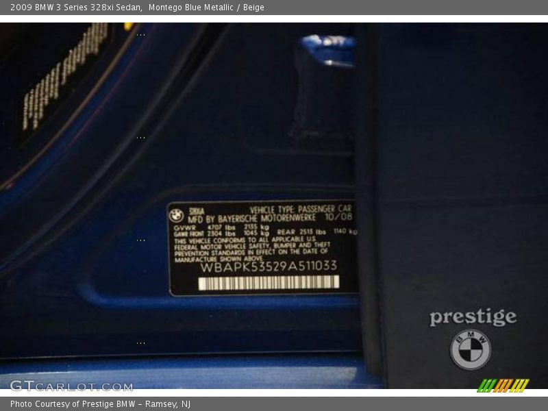 Montego Blue Metallic / Beige 2009 BMW 3 Series 328xi Sedan