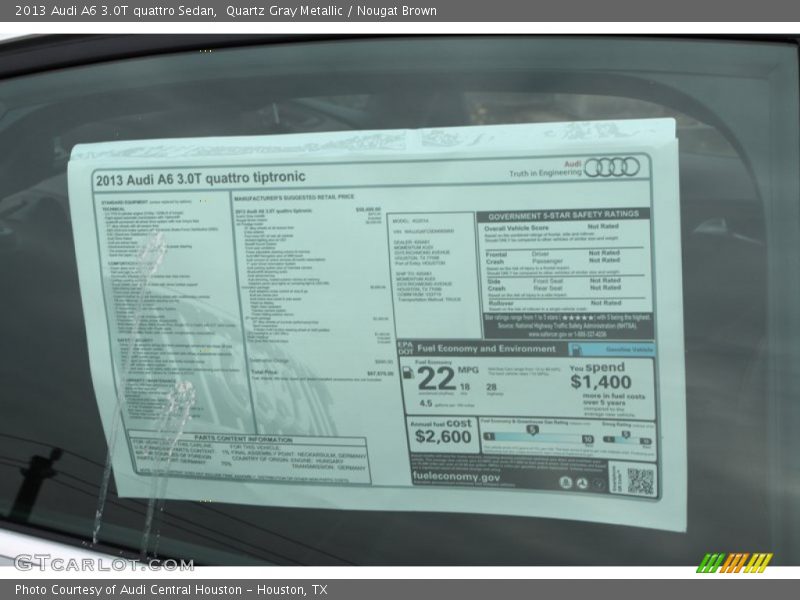  2013 A6 3.0T quattro Sedan Window Sticker