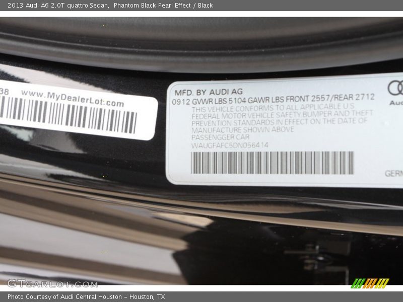 Phantom Black Pearl Effect / Black 2013 Audi A6 2.0T quattro Sedan