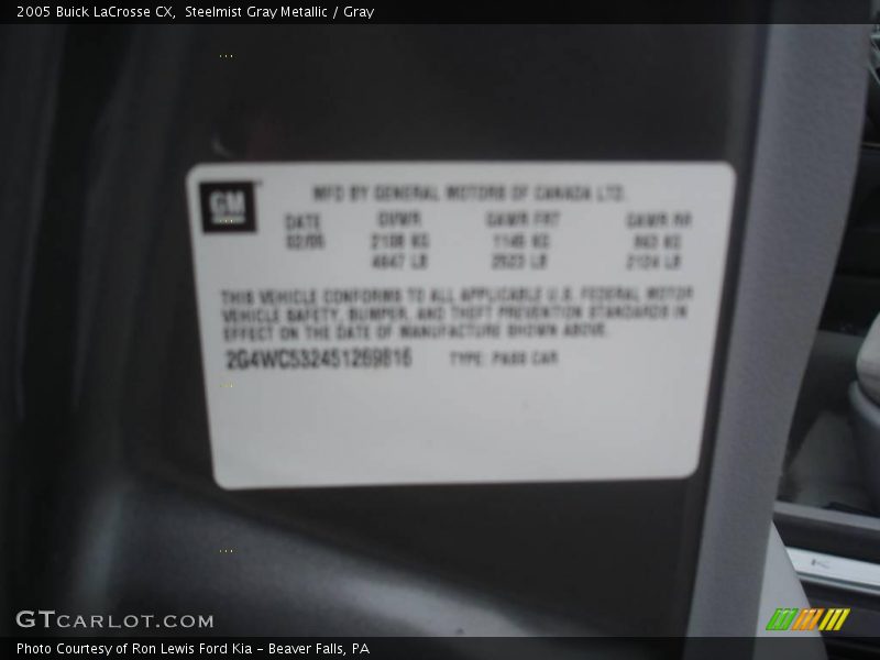Steelmist Gray Metallic / Gray 2005 Buick LaCrosse CX