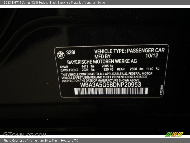 Black Sapphire Metallic / Venetian Beige 2013 BMW 3 Series 328i Sedan