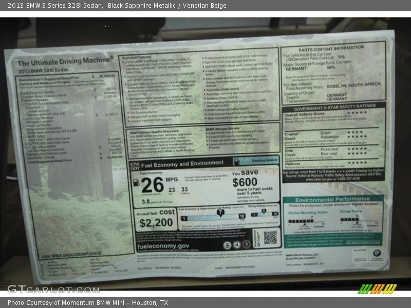 Black Sapphire Metallic / Venetian Beige 2013 BMW 3 Series 328i Sedan